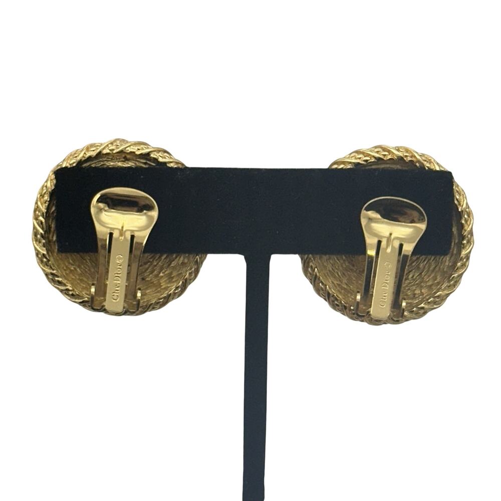 Vintage Christian Dior Earrings & Necklace Set W/ Faux Cabachon Pearl Gold Tone - Picture 11 of 15